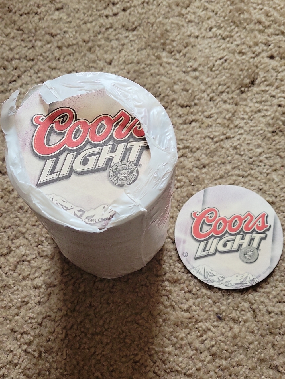 Vintage Commercial Coors Light Branded Round Coasters